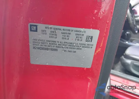 2013 Chevrolet Impala Ltz из США, поврежденный, VIN 2G1WC5E3XD1182665